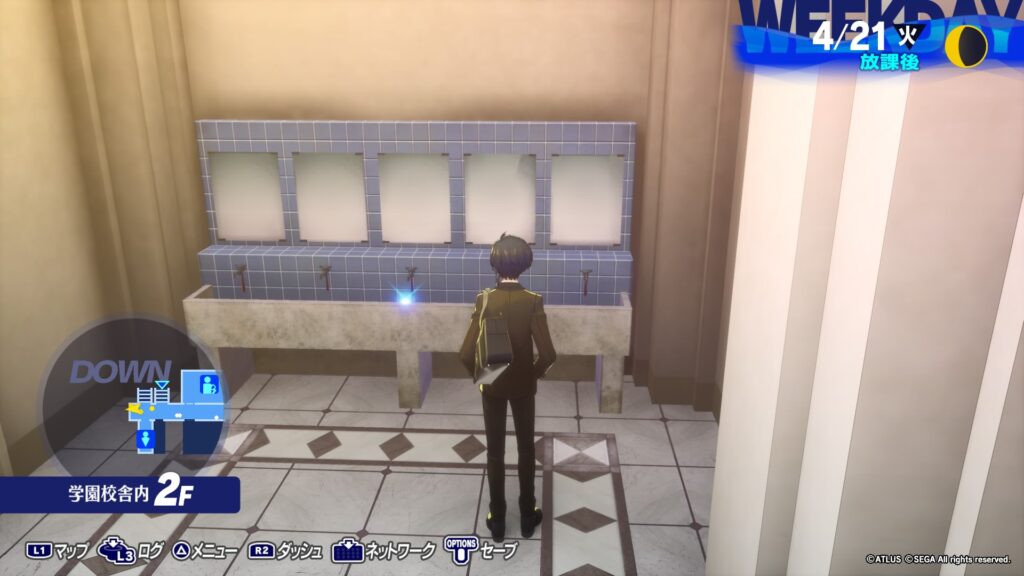 学園校舎内 2F トイレ側の手洗い場